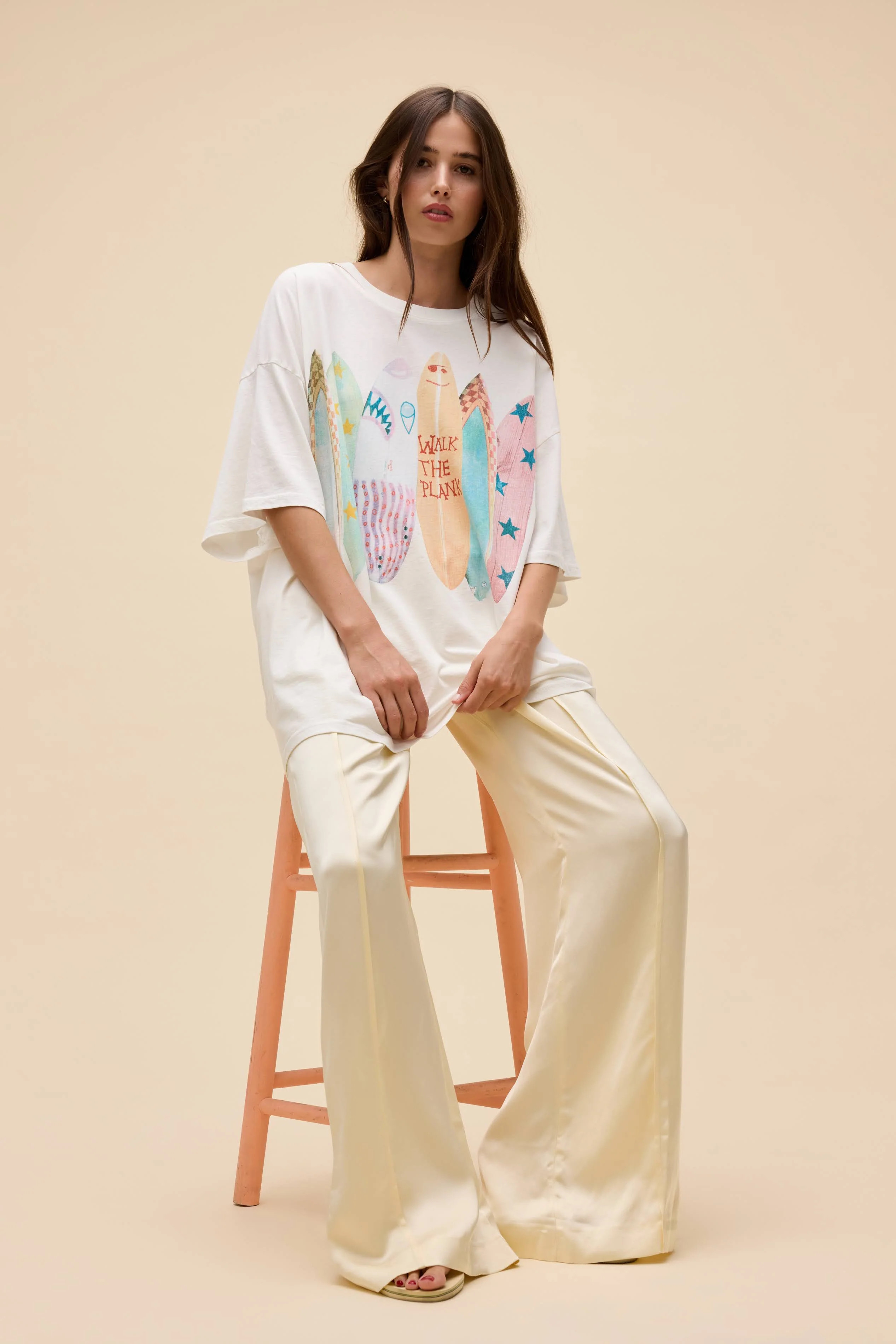 Walk The Plank OS Tee in White | 100% Cotton T-Shirt in Vintage White | Daydreamer