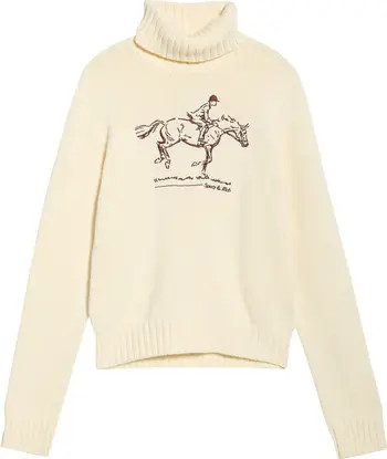 Sporty & Rich Horse Embroidered Cotton Turtleneck Sweater | Nordstrom | Nordstrom