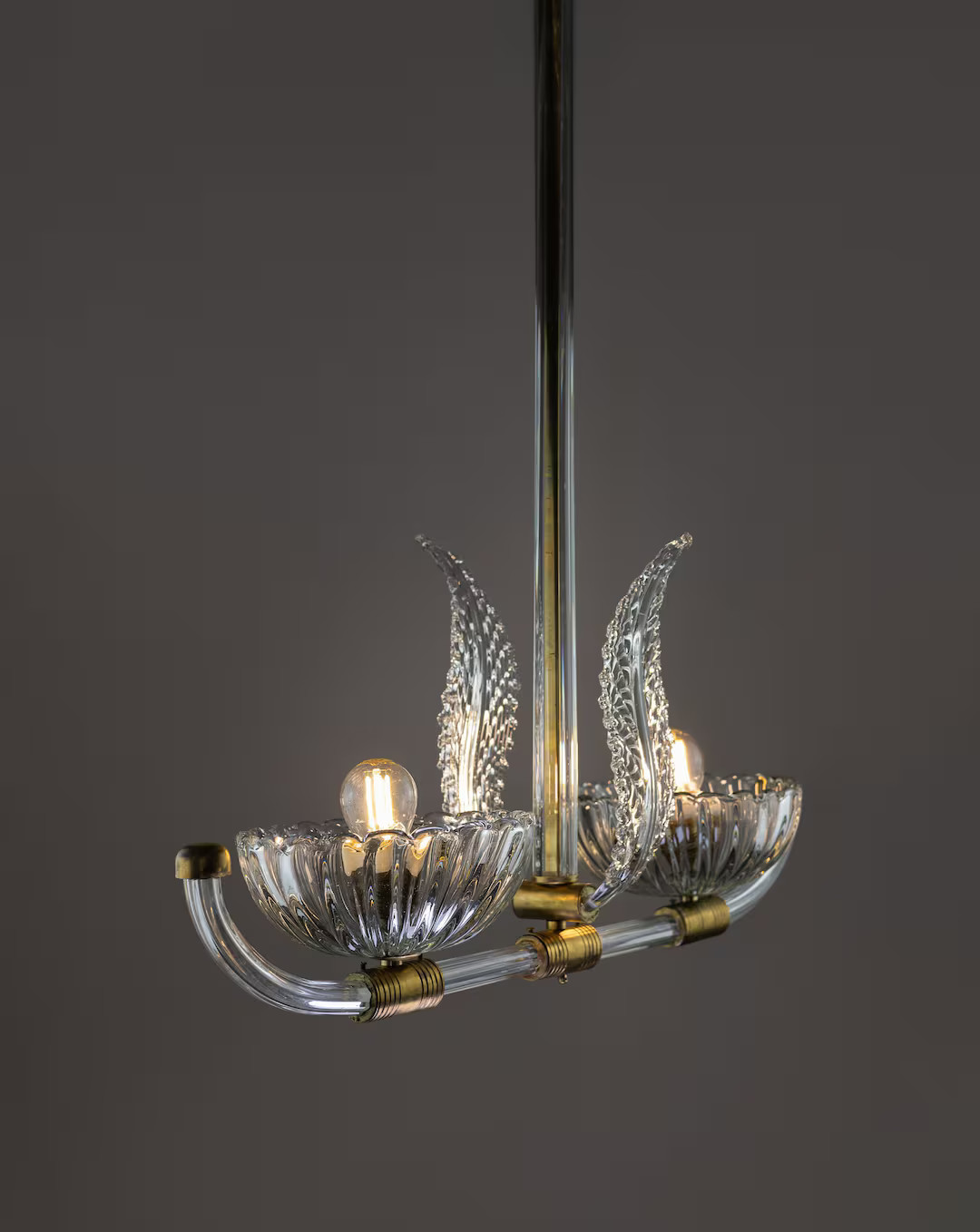 Art Deco Barovier and Toso Murano Glass 2 Light Chandelier 1930s / Vintage Italian Crystal Pendan... | Etsy (US)