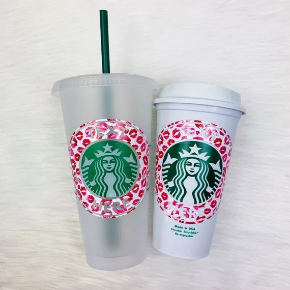Lips Custom Hot or Cold Starbucks Cup Lauren Mackenzie | Etsy | Etsy (US)