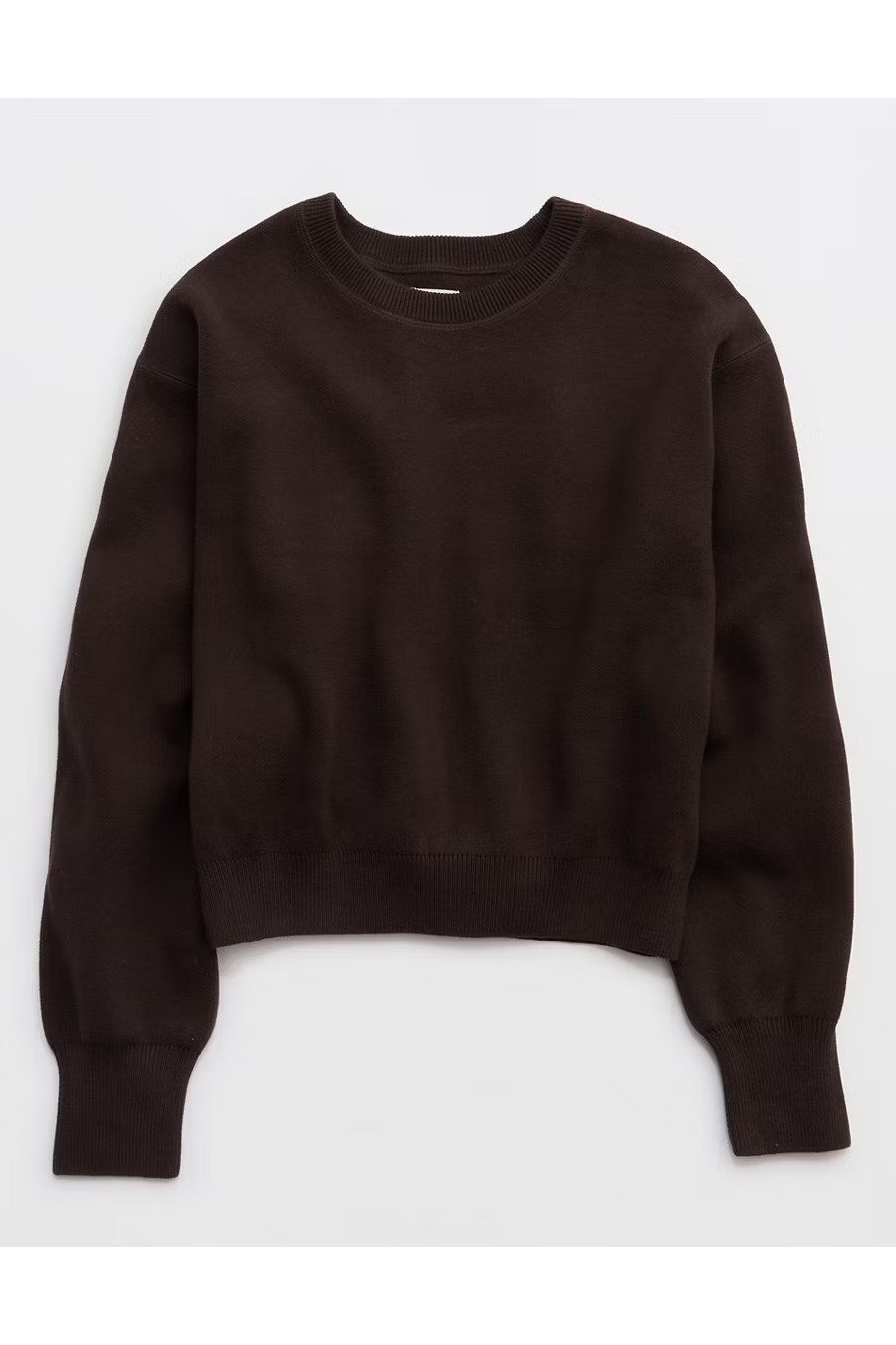 Aerie Cropped Crew Sweater Women's Deep Earth L | American Eagle Outfitters (US & CA)