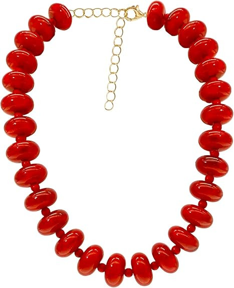 Chunky Beaded Necklace for Women Large Big Bead Choker Necklaces Trendy Boho Bold Statement Beads... | Amazon (US)