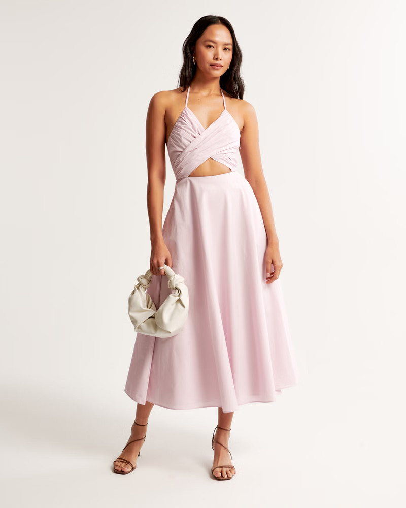 Women's Crossover Bodice Midi Dress | Women's Dresses & Jumpsuits | Abercrombie.com | Abercrombie & Fitch (US)