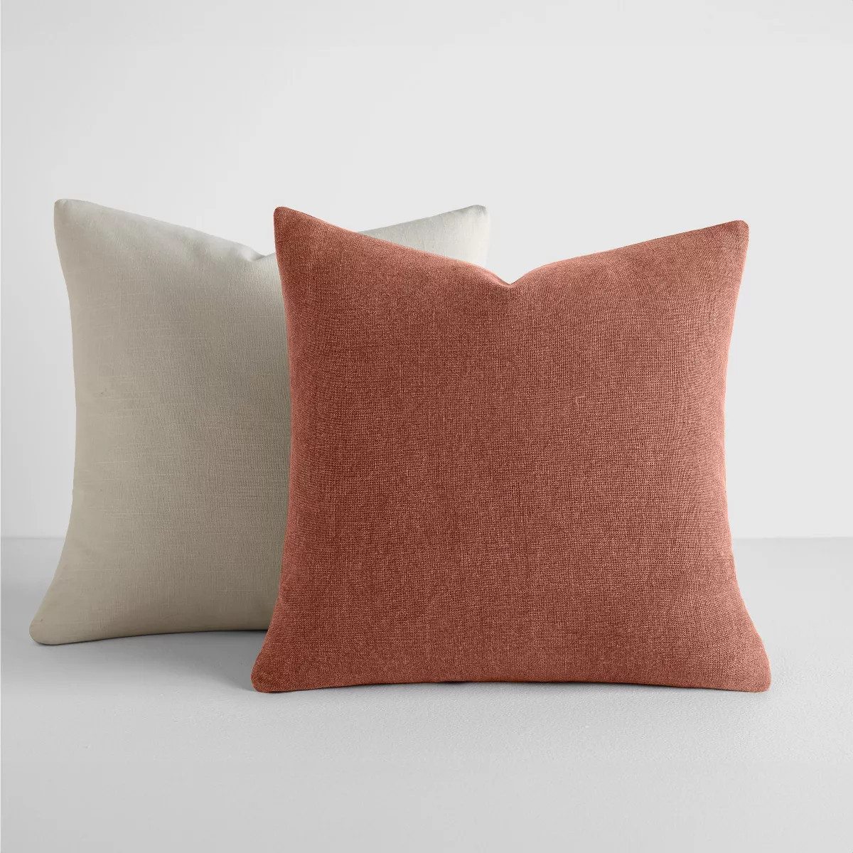 2-Pack Cotton Slub Solid Throw Pillows and Pillow Inserts Set - Terracotta & Natural - Becky Came... | Target