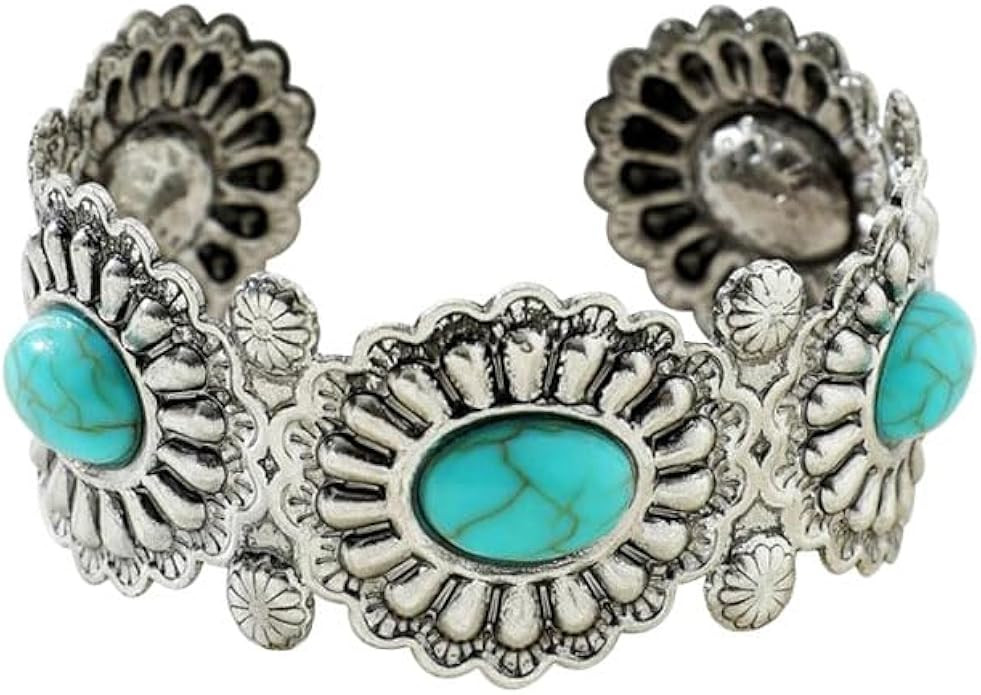 Turquoise Cuff Bracelet,South Western Cowgirl Bangle Bracelets Bohemian Gift for Women | Amazon (US)