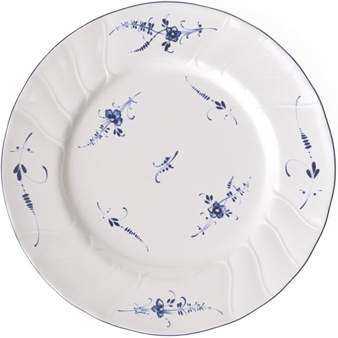 Villeroy & Boch Vieux Luxembourg Dinner Plate, 10.5 in, Premium Porcelain, White/Blue | Amazon (US)