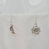 Asymmetrical Sun & Moon Earrings, Earring Set, Space Themed Mis Matching Jewellery, Witch Gothic Ear | Etsy (UK)