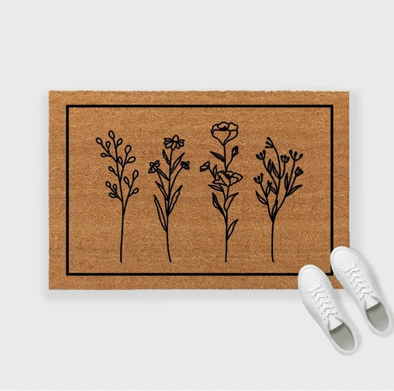 Spring Flowers Doormatspring Doormatflower Doormatfloral - Etsy | Etsy (US)