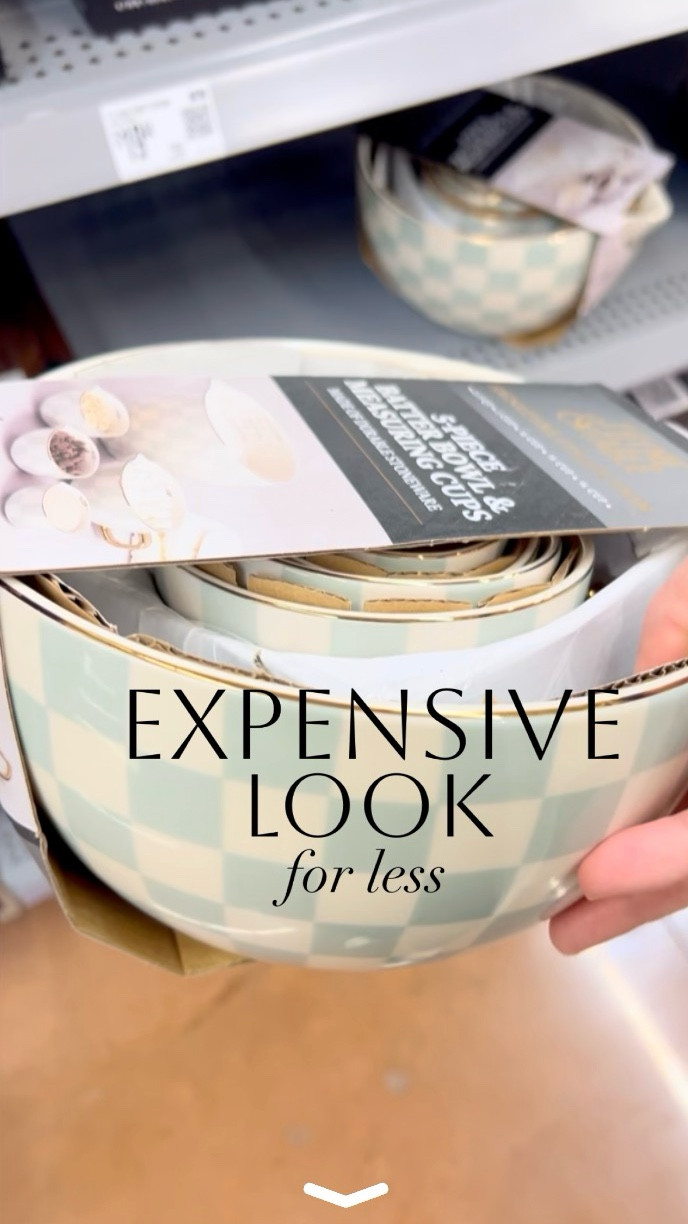 Expensive look for less. These checkered measuring bowls at Walmart give MacKenzie Childs vibes. There are similar woven vases to the McGee & Co at Michael’s and HomeGoods. The beautiful media console at Walmart looks so much like the Arhaus one.

#LTKHome