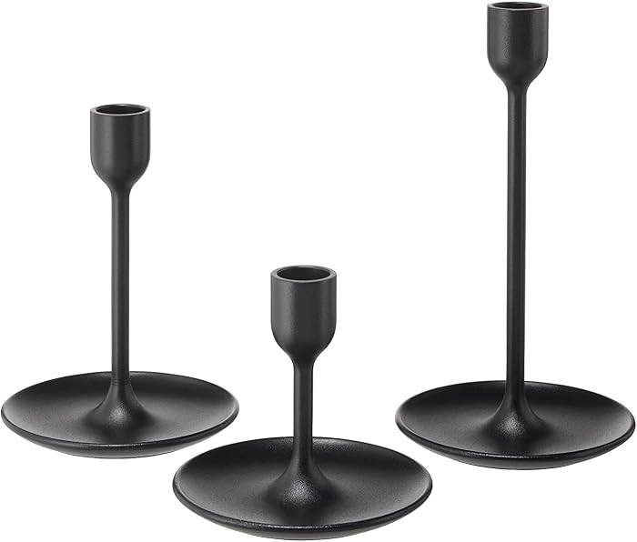 IKEA FULLTALIG Candlestick, Set of 3 Powder Coating Black Aluminum Candlestick Holder for Taper C... | Amazon (CA)