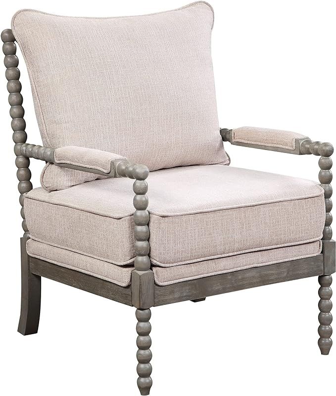 Ave Six Abbott Spindle Accent Chair with Padded Spring Seat and Brushed Grey Base, Linen Fabric | Amazon (US)