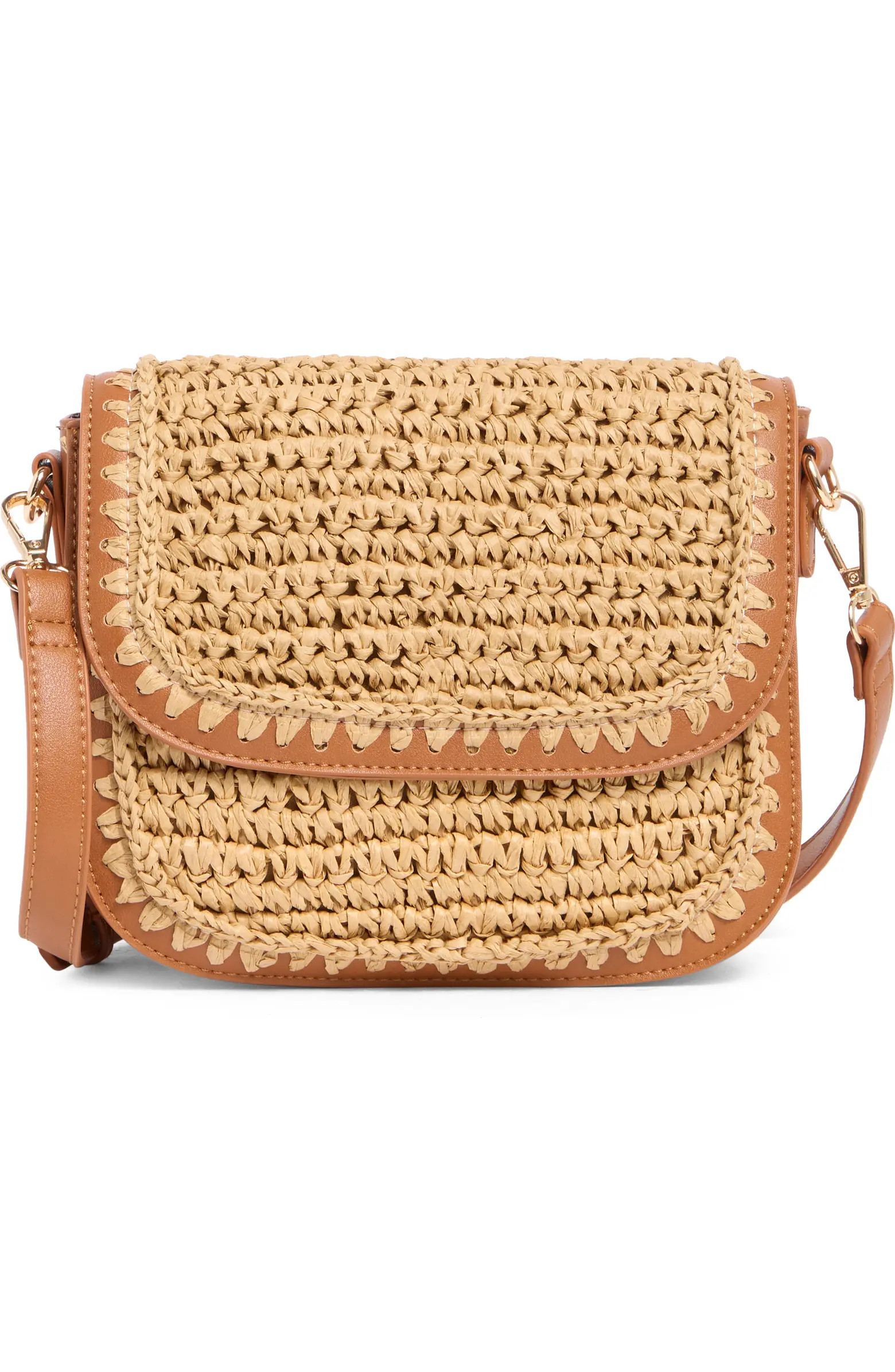 URBAN EXPRESSIONS HANDBAGS Woven Straw Flap Crossbody Bag | Nordstromrack | Nordstrom Rack