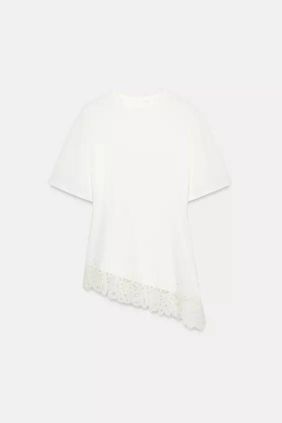 HEAVY COTTON LACE T-SHIRT | Zara US