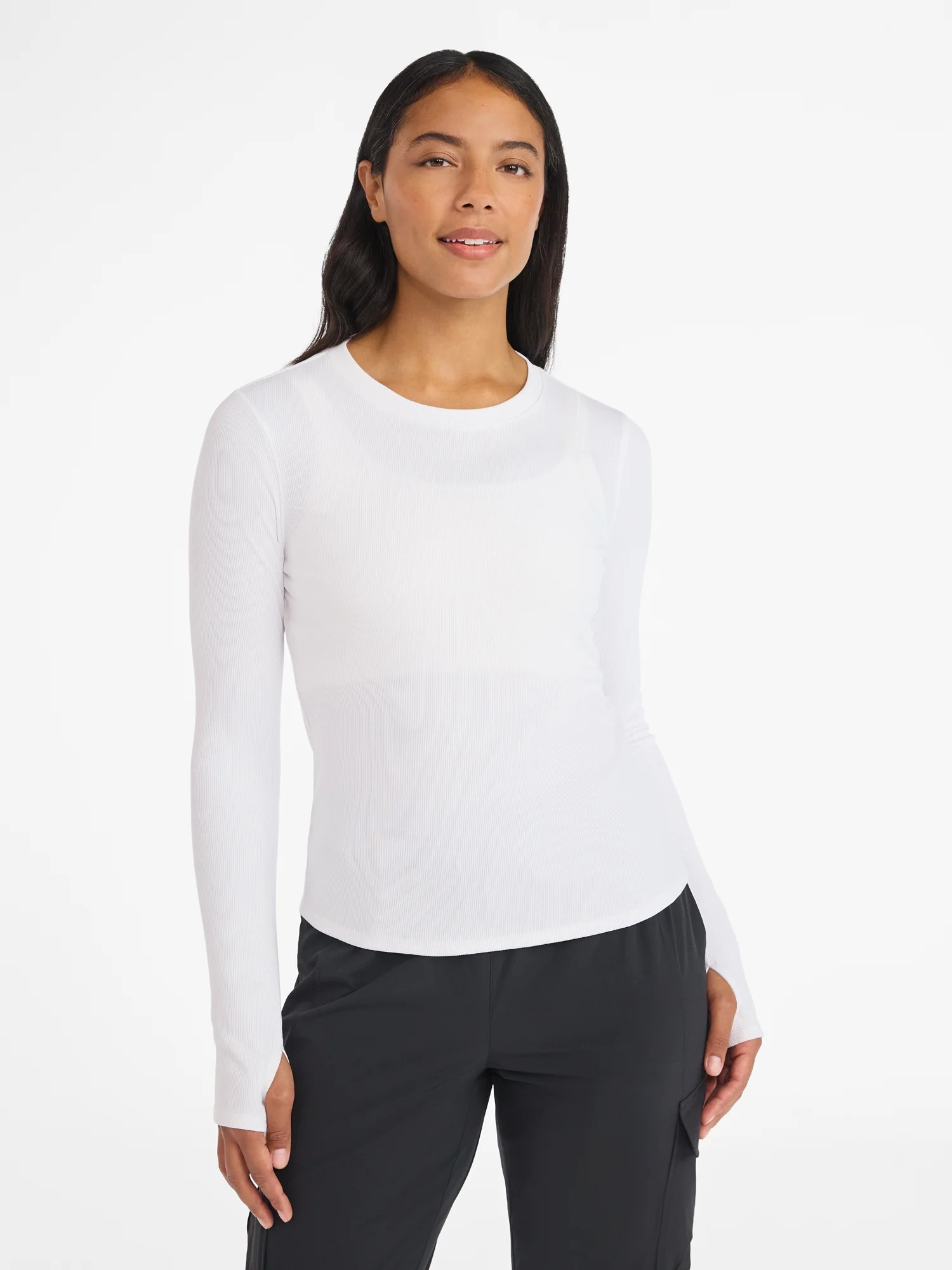 Avia Women's and Women's Plus Rib Seamed Long Sleeve Tee, Sizes XS-4X | Walmart (US)
