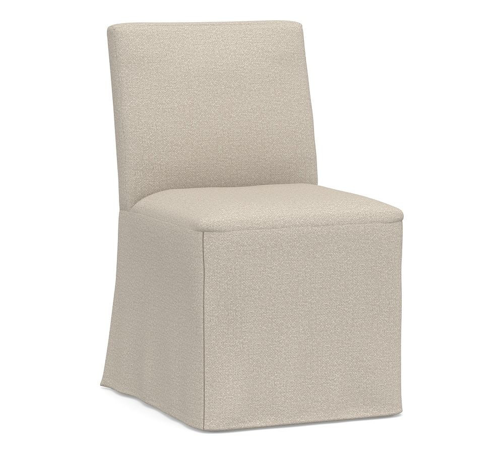 Classic Dining Side Chair Long Slipcover Only, Performance Chateau Basketweave Oatmeal | Pottery Barn (US)
