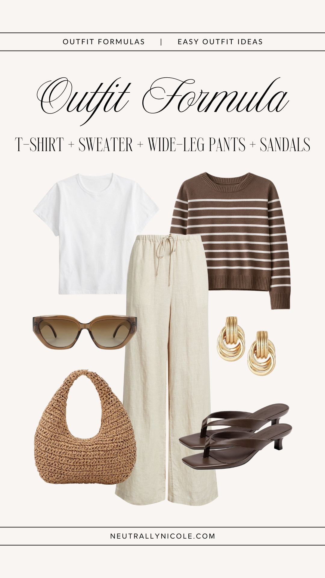 Outfit formulas for easy everyday outfits ft capsule wardrobe staples | casual outfit, linen pants outfit, spring outfit, summer outfit, travel outfit, brunch outfit, neutral outfit, neutral style, amazon fashion // Neutrally Nicole, @neutrallynicole, neutrallynicole.com 

 #LTKootd #LTKSaleAlert #LTKTravel