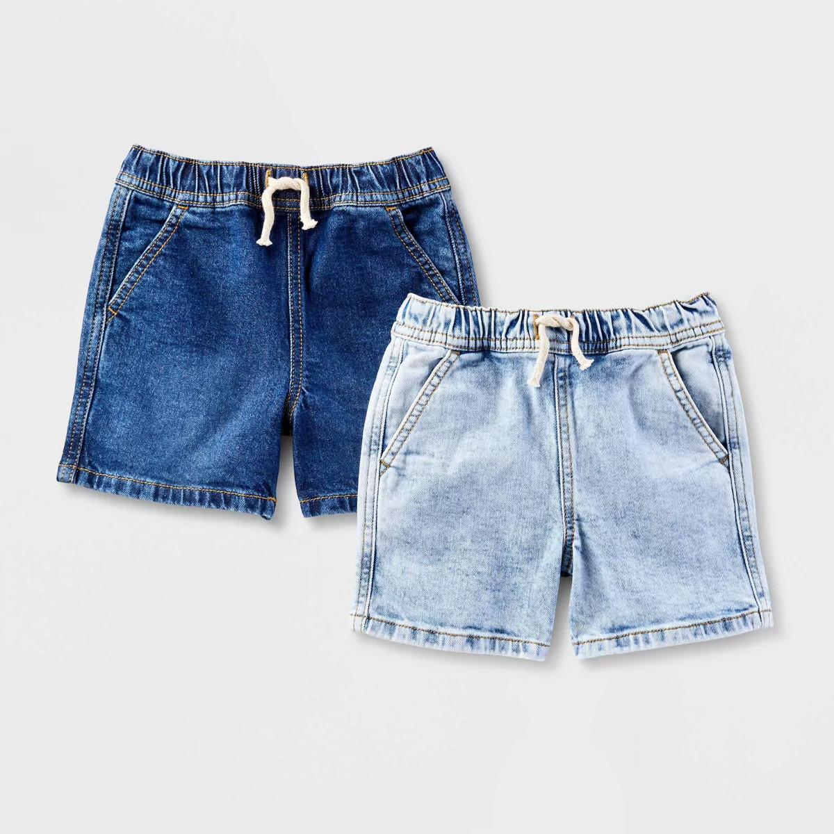 Toddler Boys' 2pk Pull-On Denim Above Knee Shorts - Cat & Jack™ Medium Wash 12M | Target
