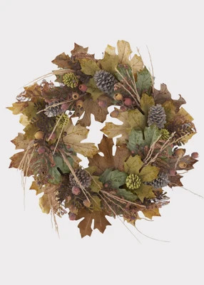 Deluxe Fake Autumn Foliage Wreath in Mixed Fall Hues - 28" | Afloral