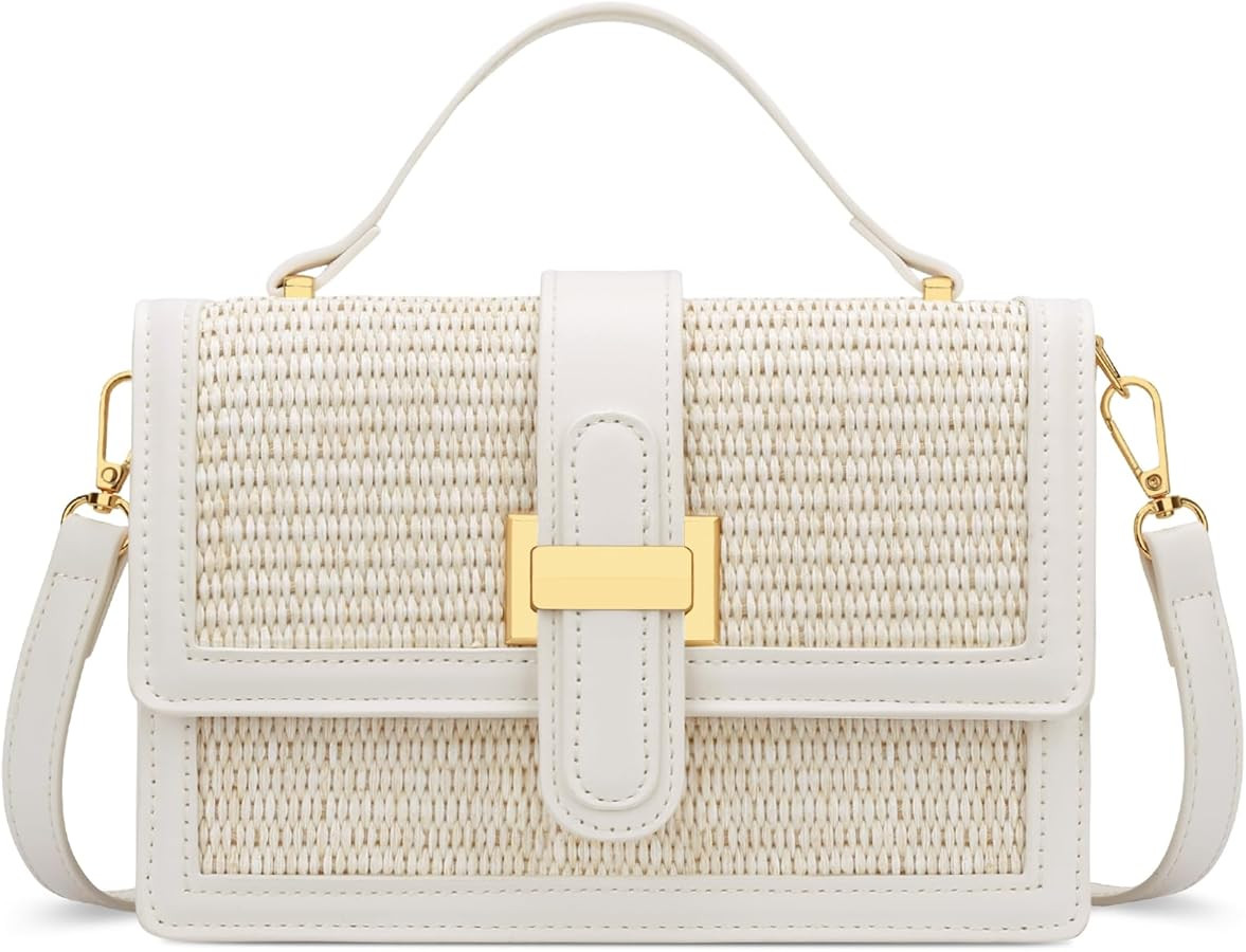 KKXIU Top Handle Straw Crossbody Bags for Women, Summer Straw Purses and Handbags Shoulder Clutch... | Amazon (US)