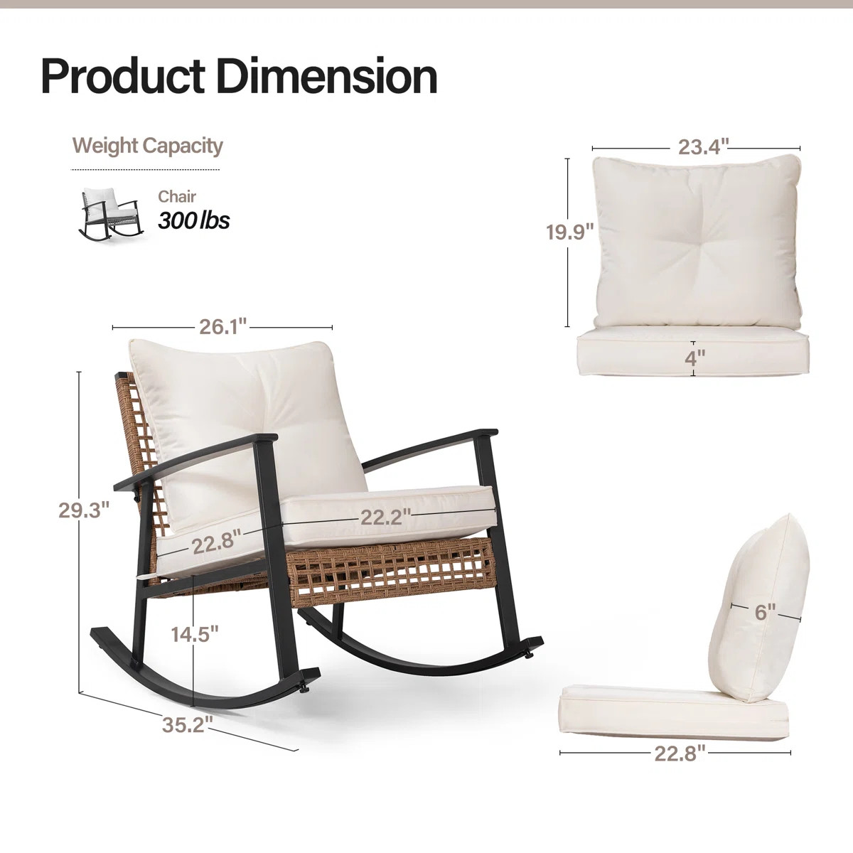 Aljaquan Patio Wicker Rocker with Cushions | Wayfair North America