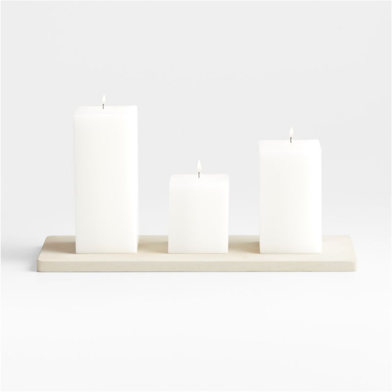 Carter Sandstone Pillar Candle Tray + Reviews | Crate & Barrel | Crate & Barrel