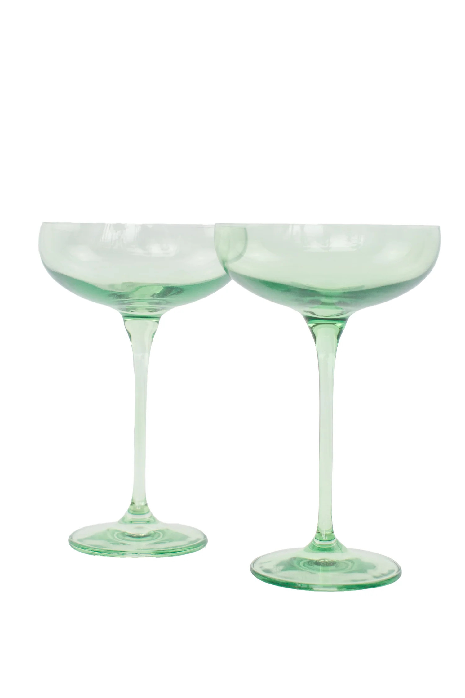 Estelle Colored Champagne Coupe Stemware - Set of 2 {Mint Green} | Estelle Colored Glass
