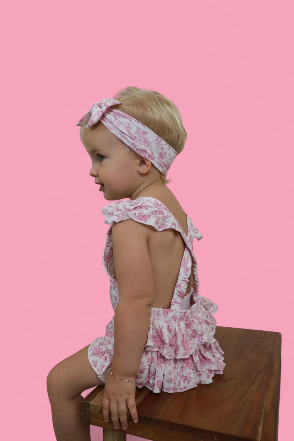 ROSEWOOD TOILE RUFFLED STRAP DREAM BUBBLE ROMPER | Dream Big Little Co.
