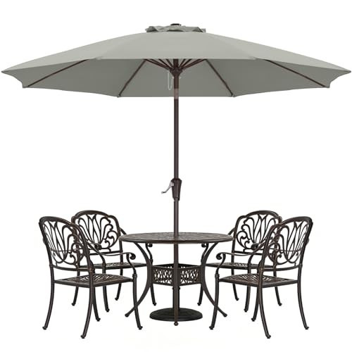 ABCCANOPY 10FT Patio Umbrella, Outdoor Waterproof Table Umbrella with Push Button Tilt and Crank, 8 Ribs UV Protection Pool Umbrella for Garden, Lawn, Deck & Backyard (Gray) | Amazon (US)