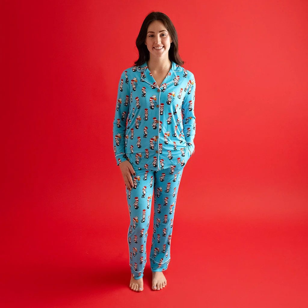 Blue Luxe Womens Pajamas | Dr. Seuss Cat in the Hat | Posh Peanut