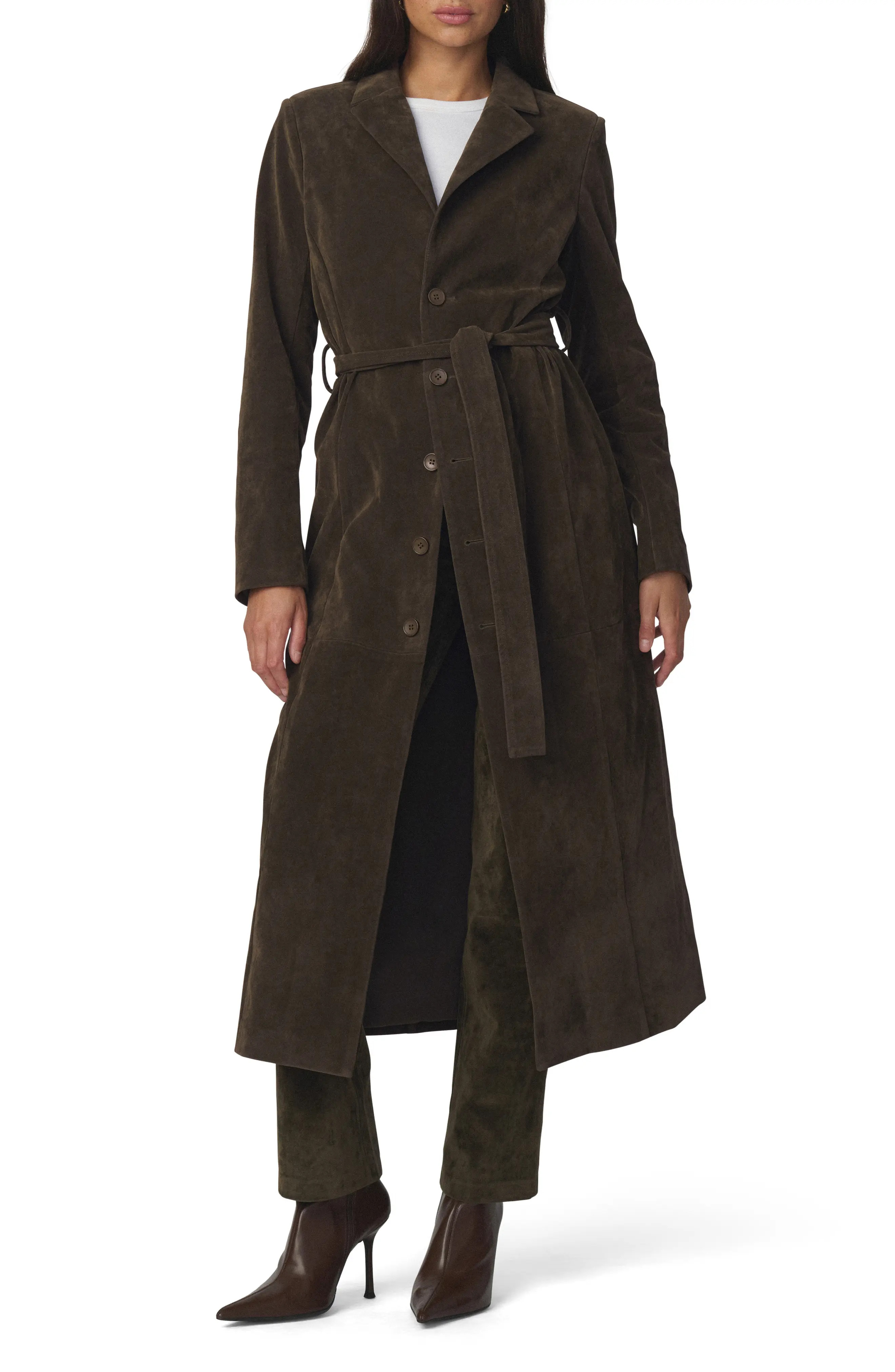 Joe's Faux Suede Long Coat in Dark Chocolate at Nordstrom, Size Large | Nordstrom