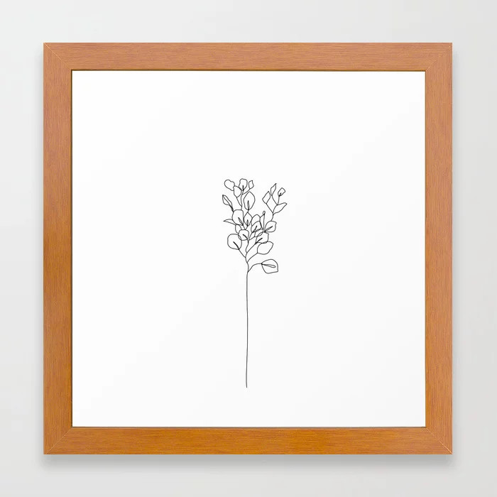 Botanical Floral Illustration Line Drawing - Eucalyptus Framed Art Print by The Colour Study - Conse | Society6