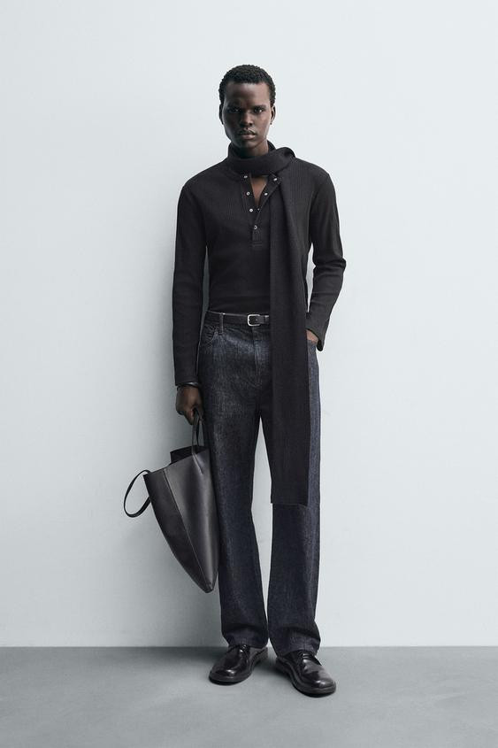 STRUCTURED HENLEY COLLAR T-SHIRT | Zara US