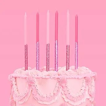 xo, Fetti 10 Pink Glitter Party Cake Candles Tall Thin - 10 Pcs | Bachelorette Party, Birthday Gi... | Amazon (US)