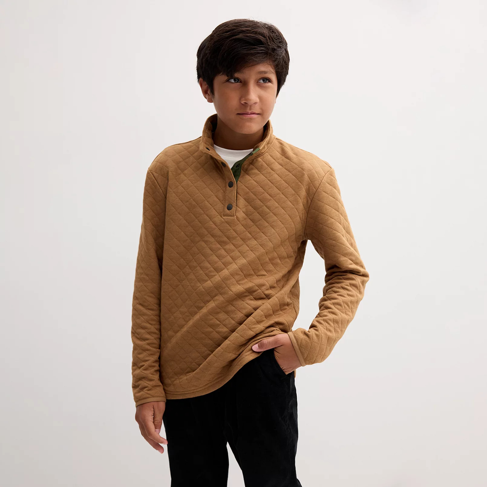 Boys 8-20 Sonoma Goods For Life® Quarter-Snap Quilted Pullover Sweater in Regular & Husky | Kohl's