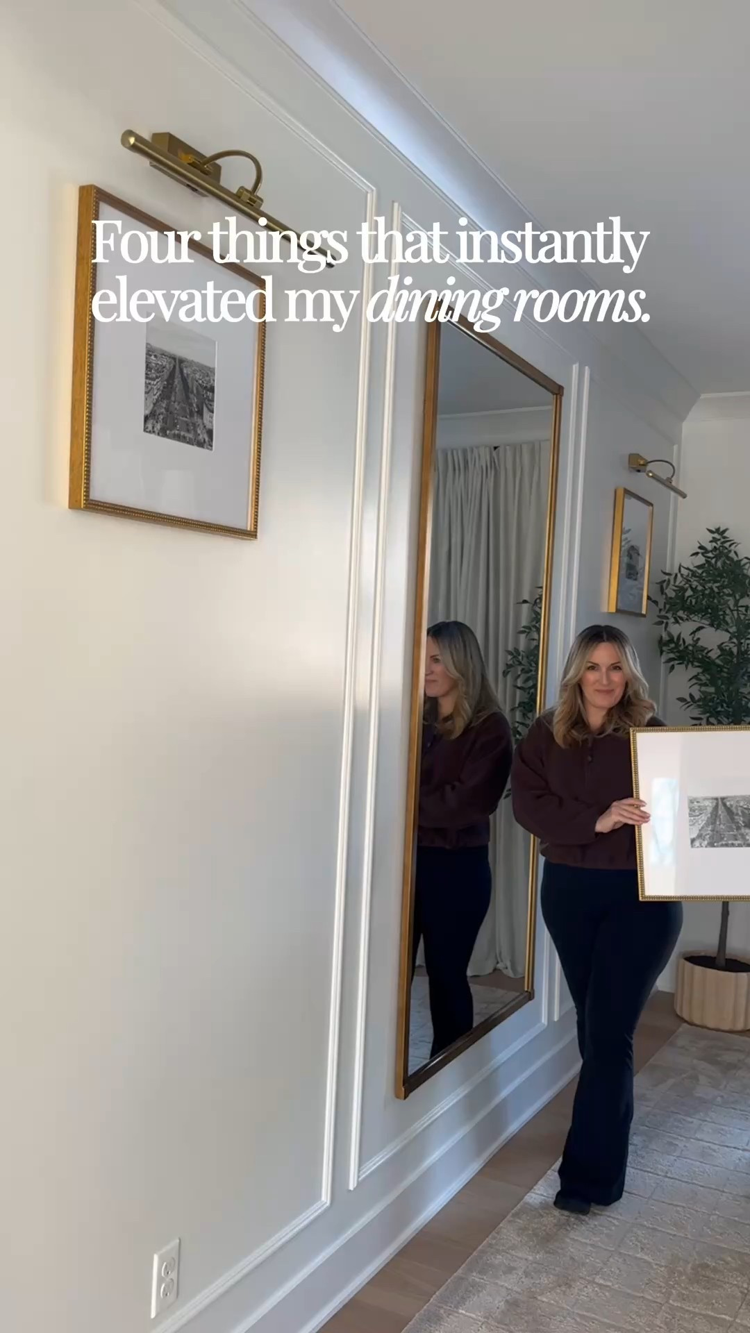 Elevated dining room finds including gold gallery wall frames, chenille chairs, diamond pattern rug and marble top dining table with fluted black base.

#LTKHome #LTKSaleAlert