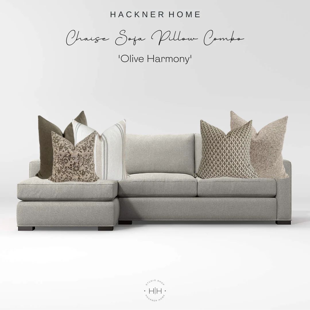 'Olive Harmony' Chaise Sectional Sofa Combo | Hackner Home (US)