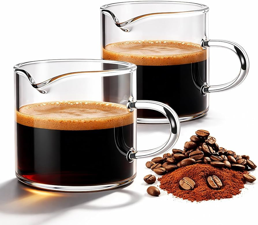 Espresso Cups, Glass Coffee Espresso Cups with Pour Spout, 4 oz, Clear, Set of 2 (Set of 2) | Amazon (US)