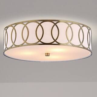 JONATHAN Y Aubrey 3-Light 15.5 in. Brass Gold Metal Flush Mount JYL3503A - The Home Depot | The Home Depot