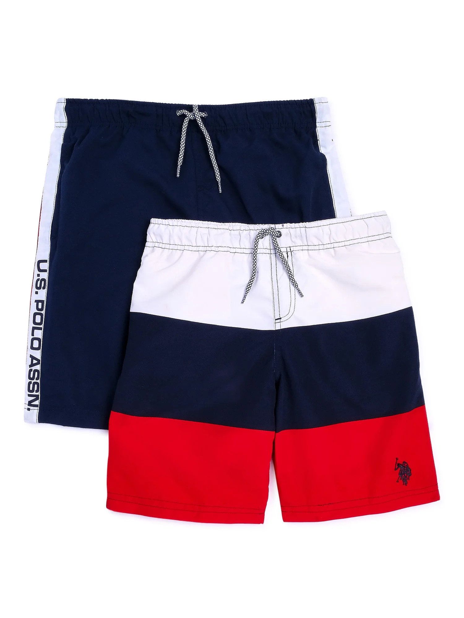U.S. Polo Assn. Boys' Colorblocked Swim Trunks with UPF 50+, 2-Pack, Sizes 4-18 - Walmart.com | Walmart (US)