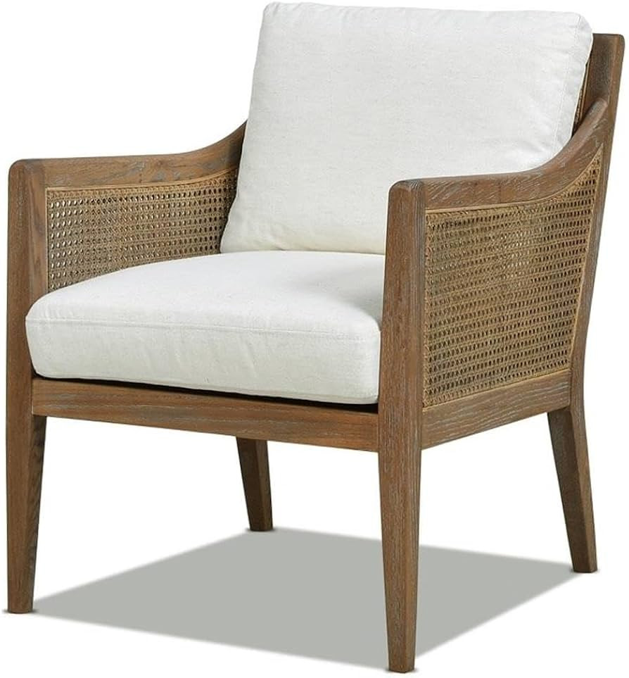 Amazon.com: Jennifer Taylor Home Ontario 24.5" Oak & Rattan Upholstered Accent Arm Chair : Home &... | Amazon (US)
