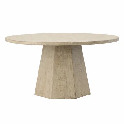 Jansen 60" Round Reclaimed Pine Wood Dining Table, Light Warm Wash | Wayfair North America