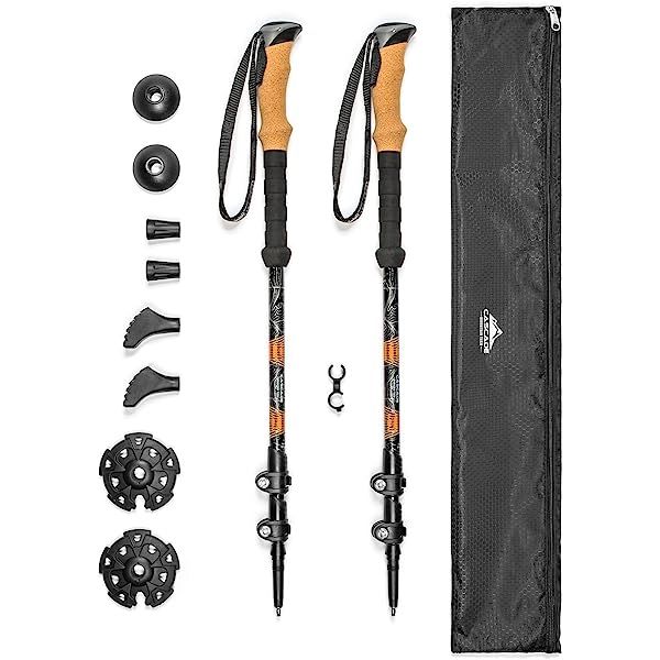 Cascade Mountain Tech Trekking Poles - Carbon Fiber Walking or Hiking Sticks with Quick Adjustable L | Amazon (US)