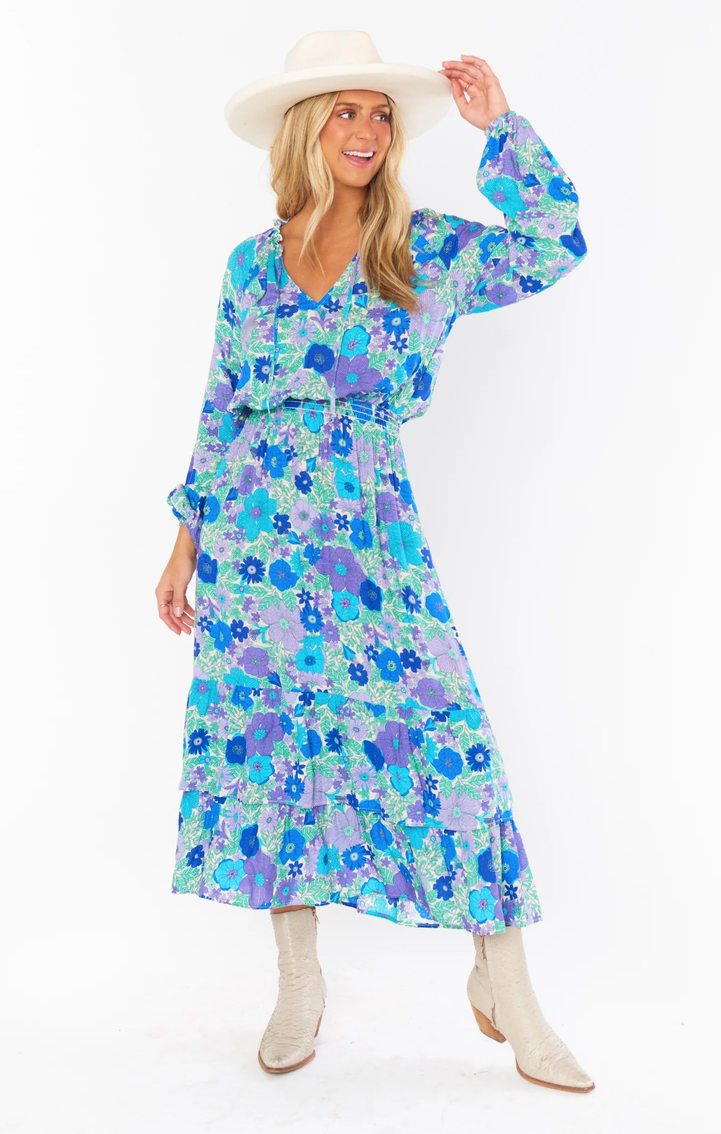 Cait Midi Dress ~ Blueberry Blossom | Show Me Your Mumu