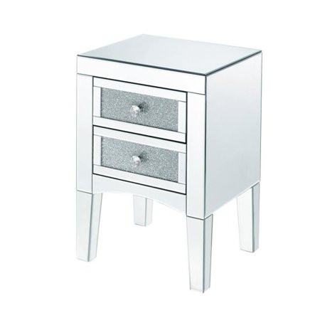 Benzara BM205597 Wooden Night Table with 2 Spacious Drawers & Tapered Legs, Silver | Walmart (US)