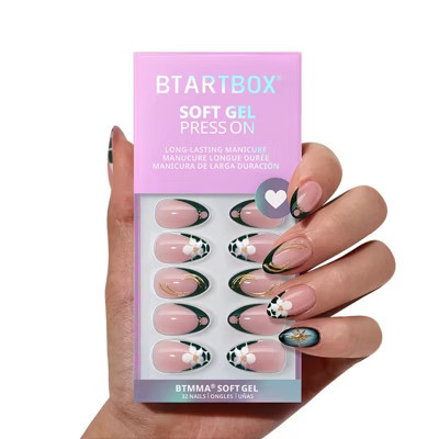BTArtbox Press-On Nails - Green Romance - S Almond - 32ct | Target