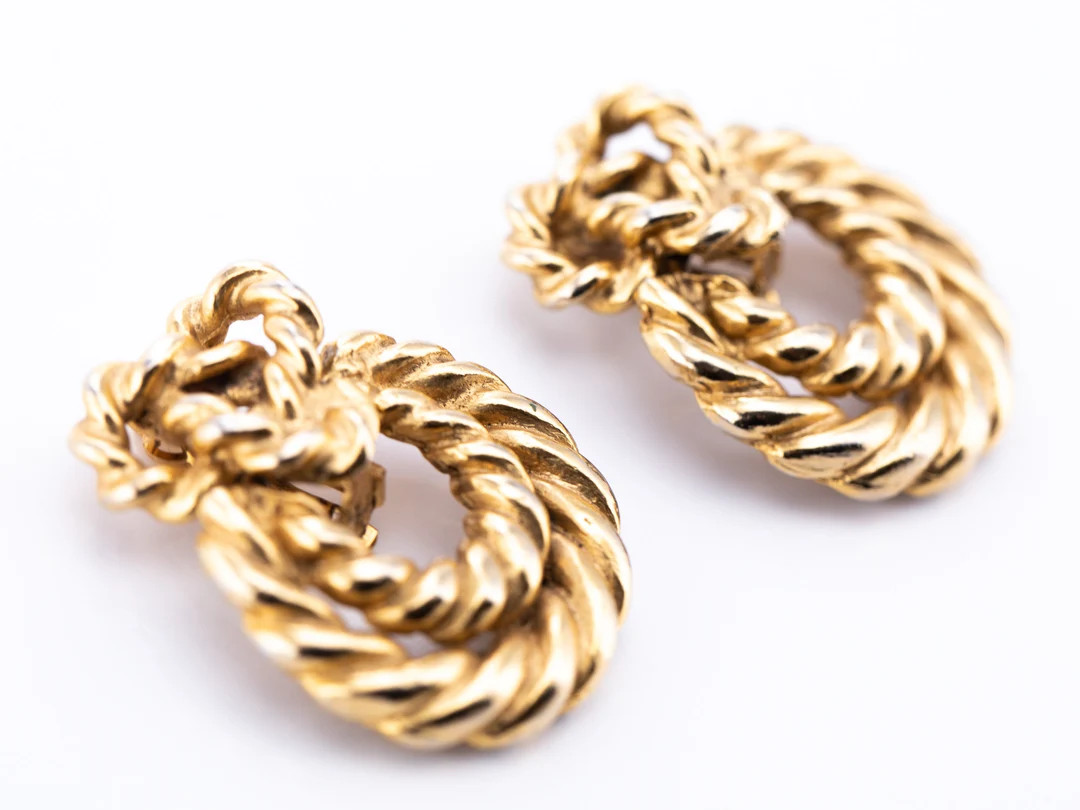 Vintage Sonia Rykiel Braided Door Knocker Clip Earrings | Etsy (US)