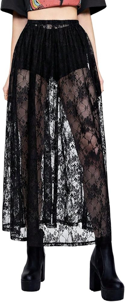 Verdusa Lace Skirts A Line Long Skirt | Amazon (US)