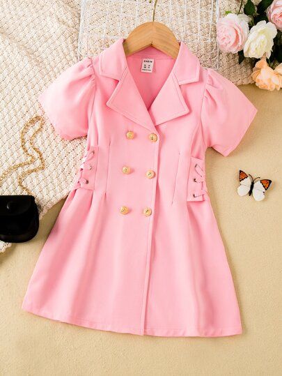 Toddler Girls Lapel Collar Button Front Shirt Dress SKU: sk2205167323592756(100+ Reviews)$11.30$1... | SHEIN