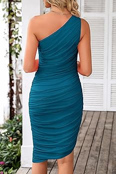 PRETTYGARDEN Women's Ruched Bodycon Dress 2024 Summer One Shoulder Sleeveless Party Cocktail Penc... | Amazon (US)
