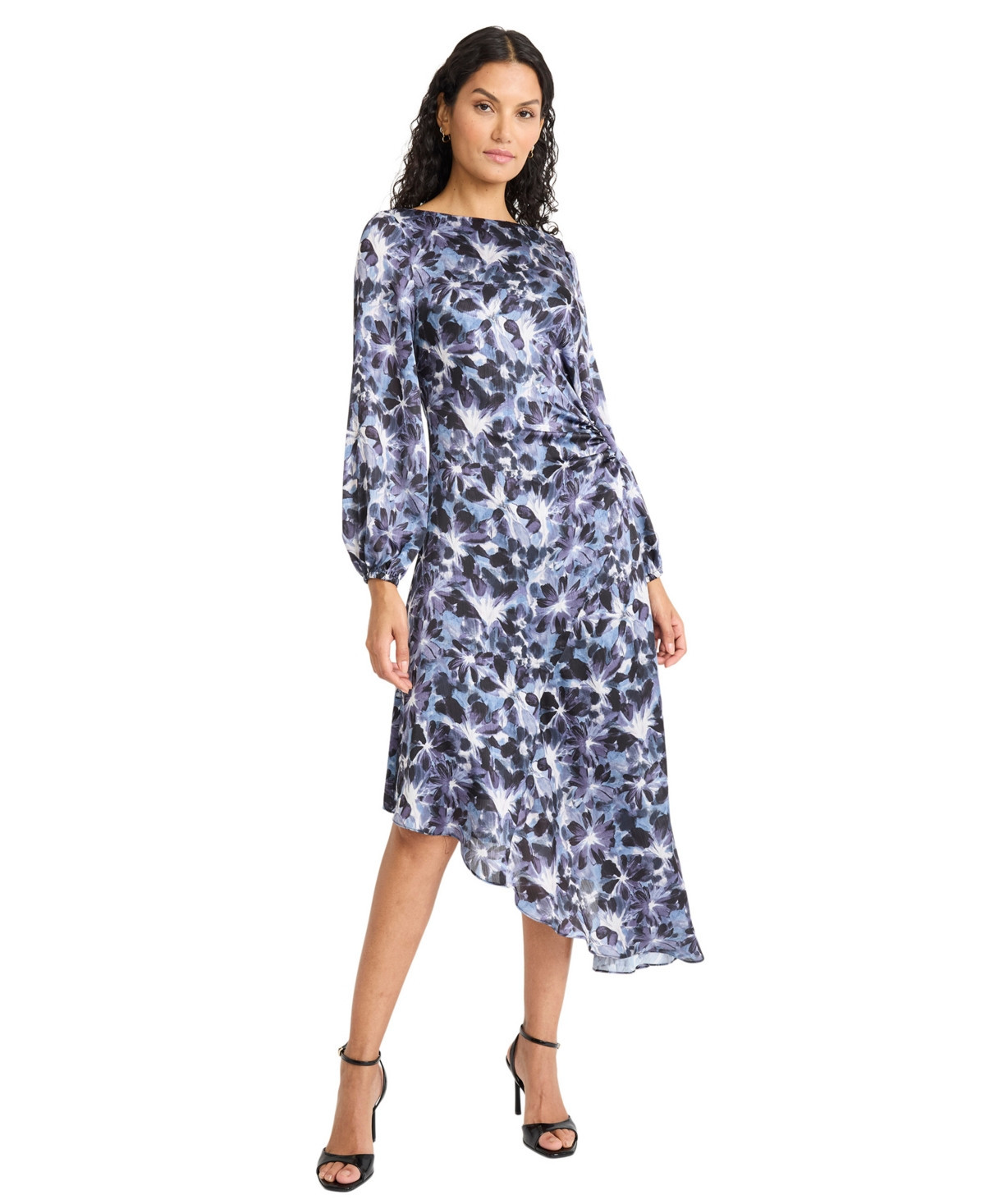 Maggy London Women's Long-Sleeve Floral Dress - Black/Gray | Macy's